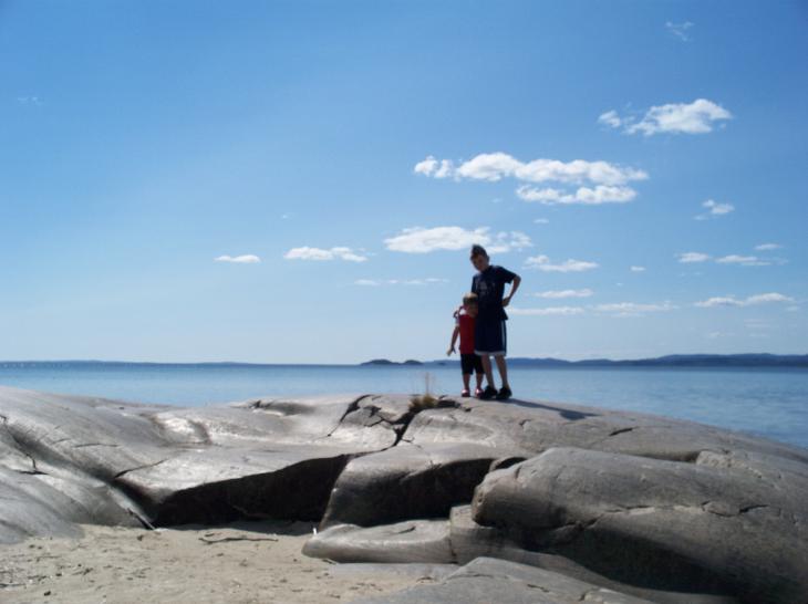 Jordan and Troy Nelson on the North Shore of Lake Superior.