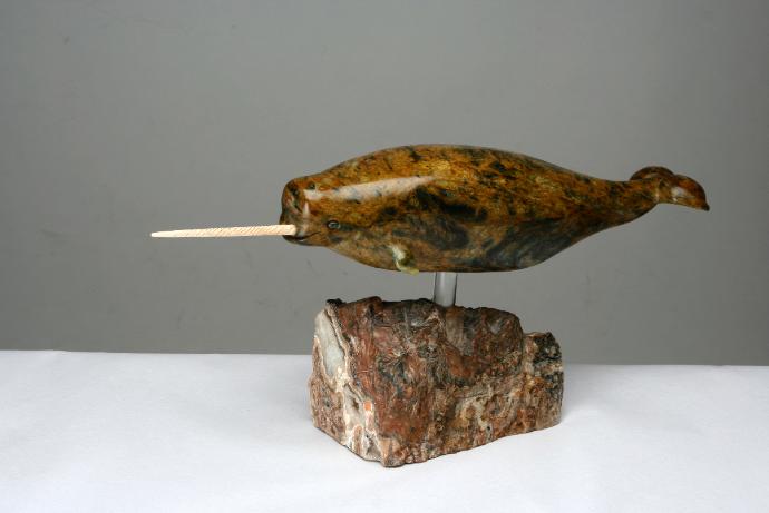 Soapstone Sculptue of a Narwhal 